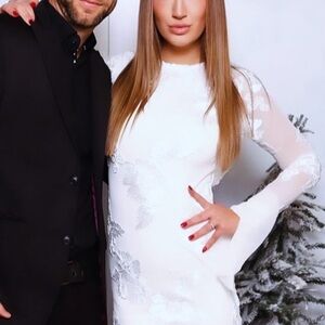 Elegant White Floral Dress worn once